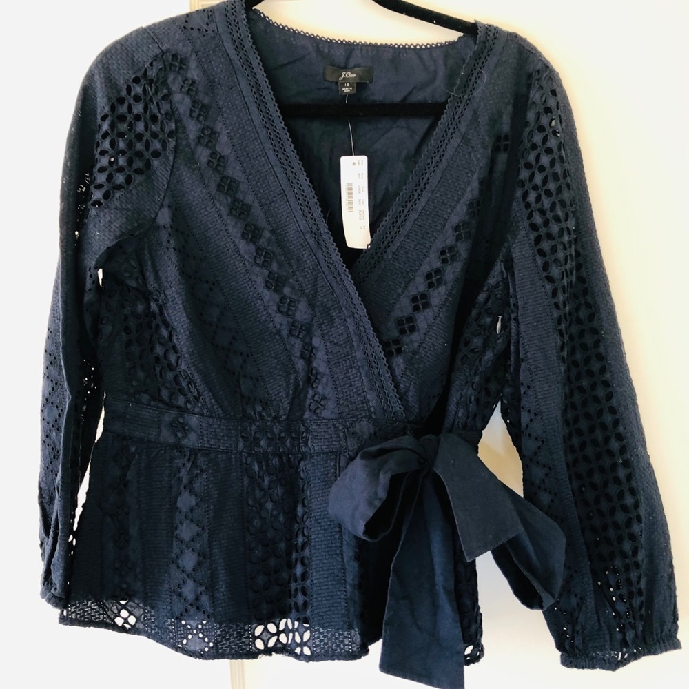 NWT JCrew Women’s side zip wrap cotton blouse